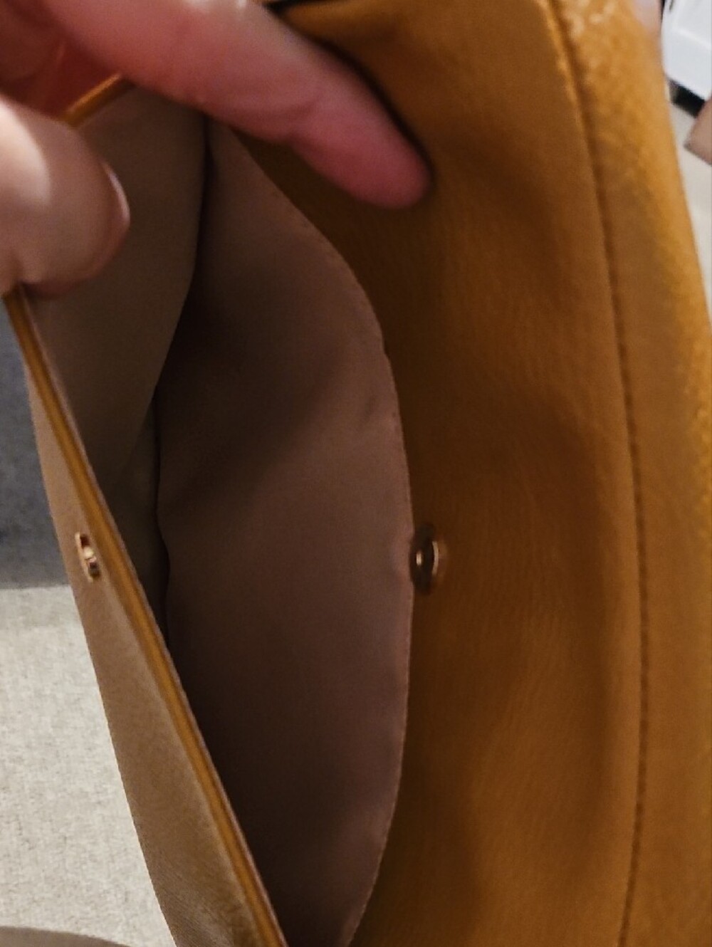 Poppy & Peonies Mustard Vegan Yellow Pebbled Leather Crossbody - Picture 6 of 9